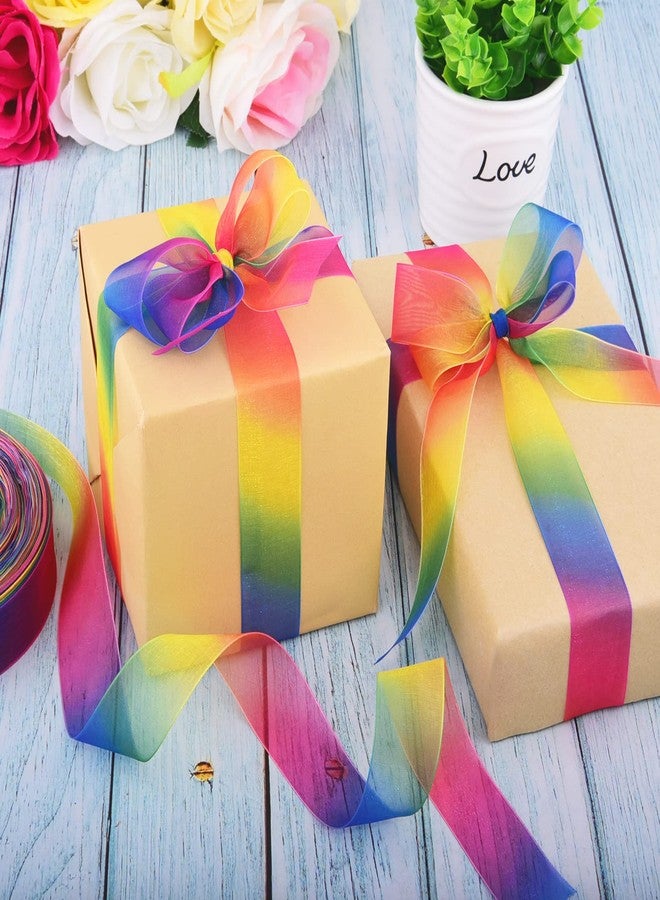 Hapeper Rainbow Sheer Organza Chiffon Ribbon for Gift Wrapping, Crafts, Party Decoration, 50 Yards (1 Inch) - Image 5